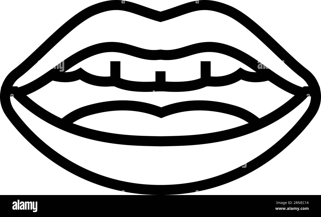 Vektor-Illustration des Zeichnungszeichens „ee Letter Mouth Anime Line“ Stock Vektor