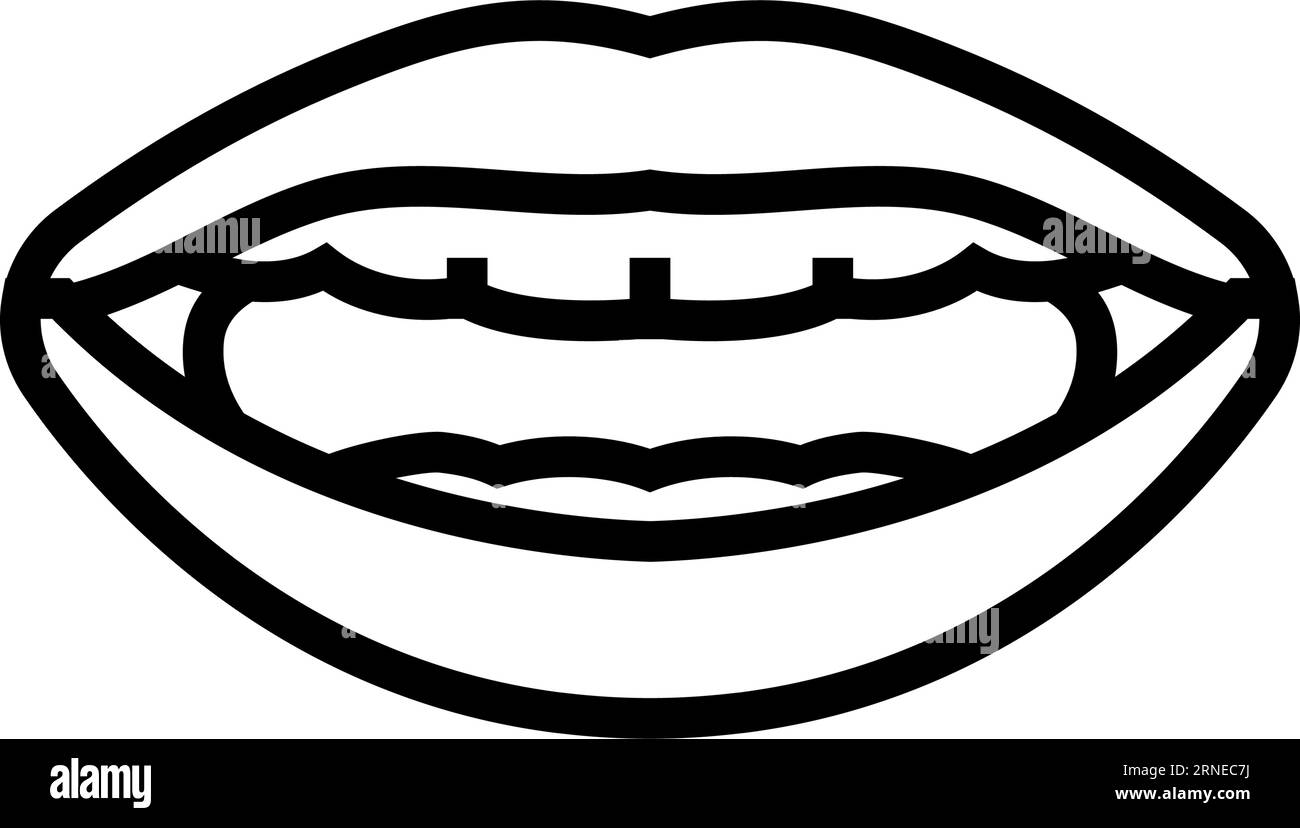 ch sh j Buchstabe Mund animieren Linie Symbol Vektor Illustration Stock Vektor