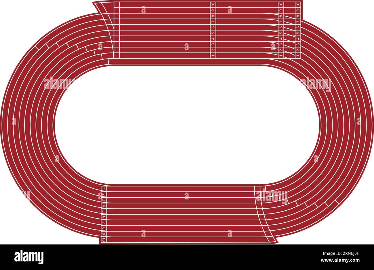 Rennstrecke. Sportstadion für Laufwettbewerbe, Draufsicht Stock Vektor