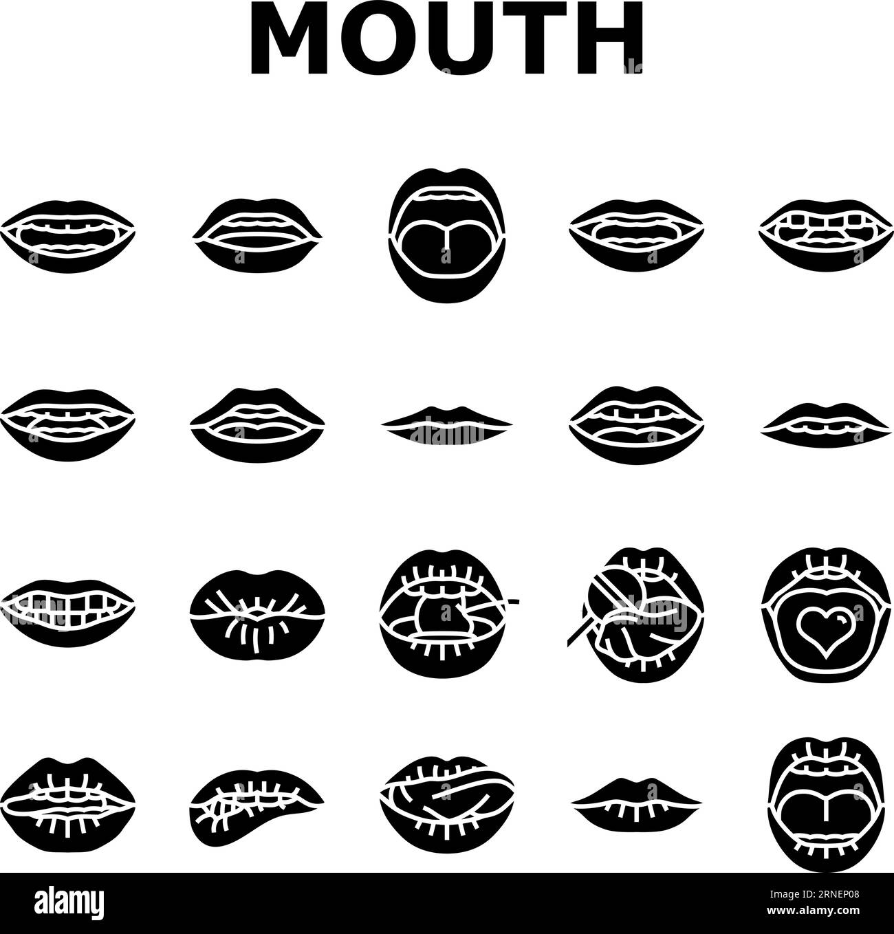 Symbole für die Bewegungssimulation von Mundzeichen setzen Vektor Stock Vektor