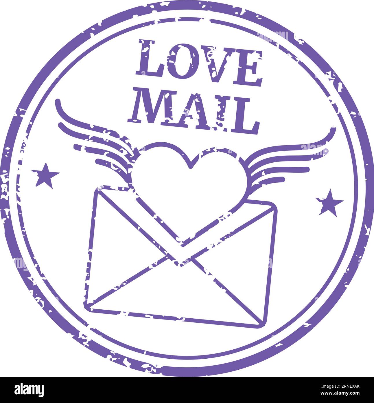 Romantische Briefmarke. Rundes Love-E-Mail-Etikett Stock Vektor