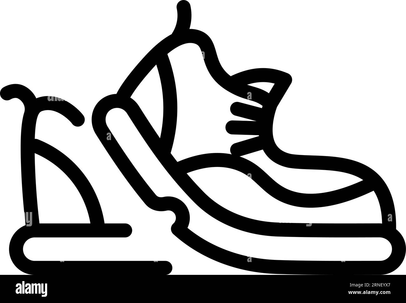 Ein Paar Wanderschuhe Ikone. Lineares Schuhsymbol Stock Vektor