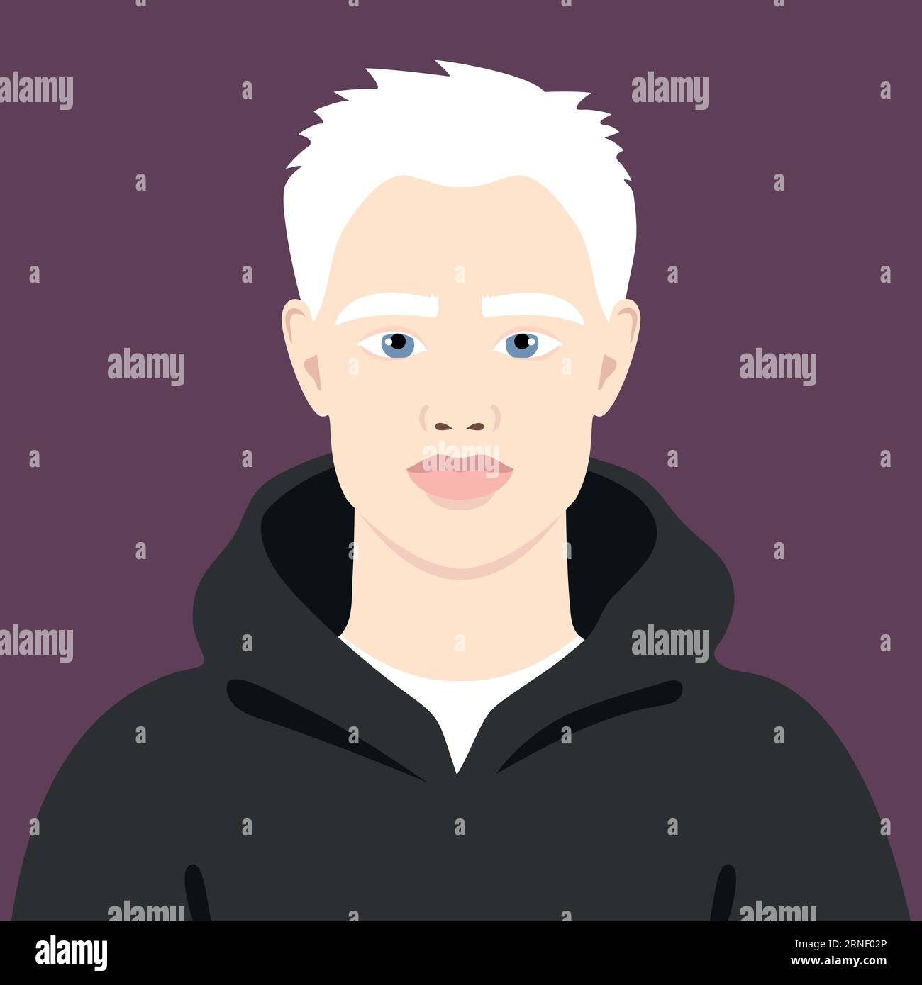 Albino-Mann-Porträt. Avatar eines jungen Mannes mit Albinismus. Genetische Seltenheit. Vektorillustration Stock Vektor