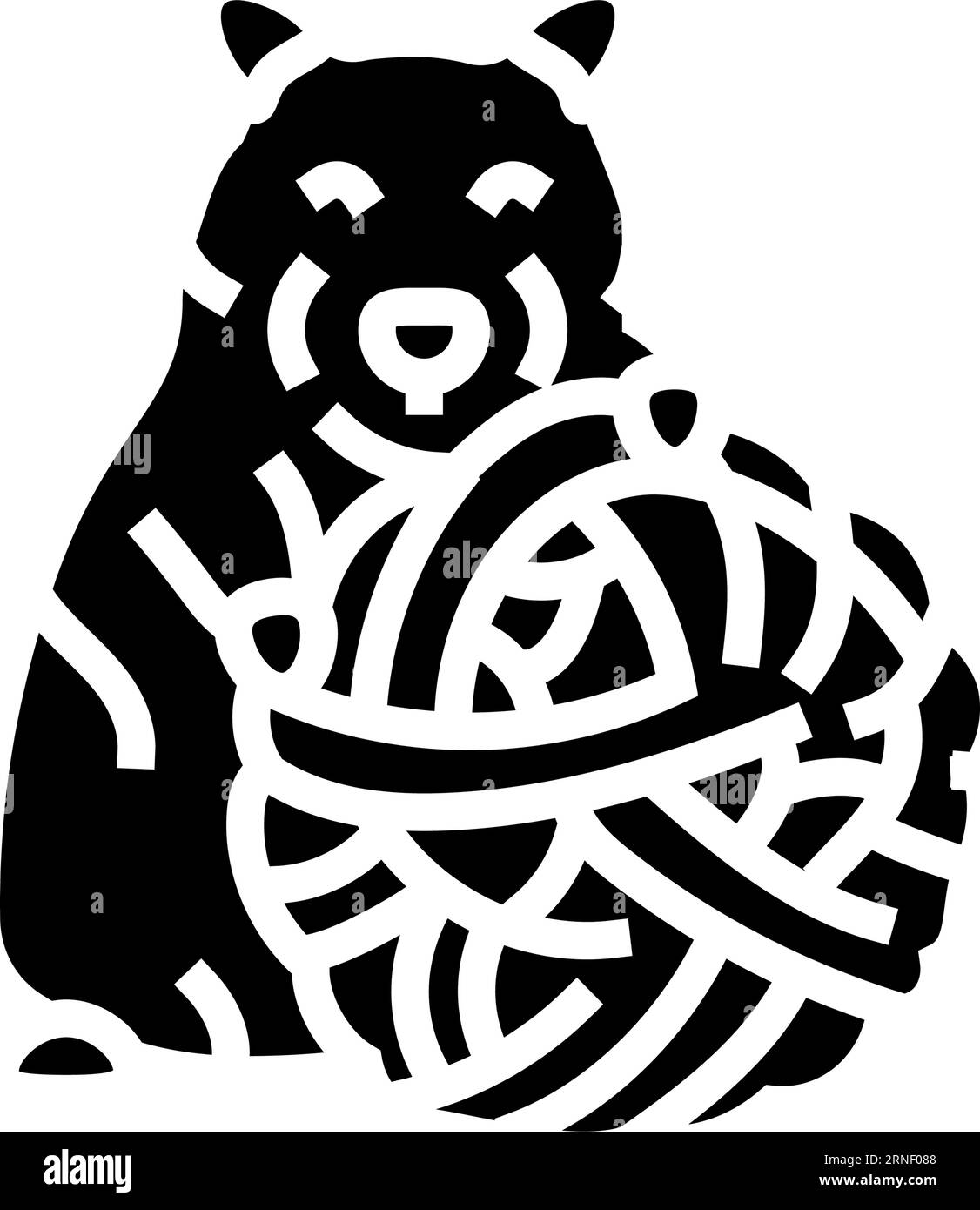 Hamster mit Spielzeug Haustier Glyphen Symbol Vektor Illustration Stock Vektor