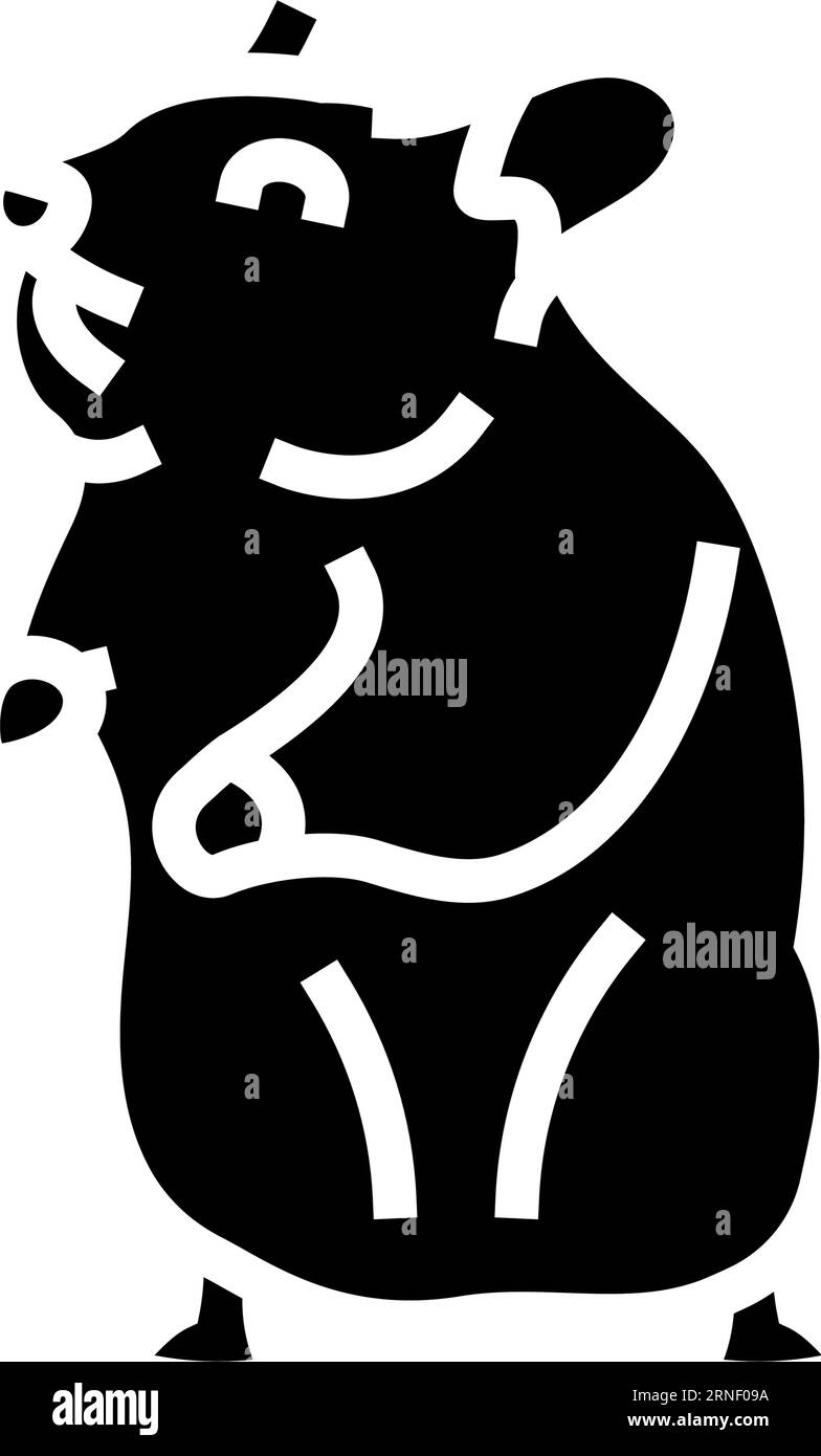 Hamster stehende Haustier Glyphen Symbol Vektor Illustration Stock Vektor