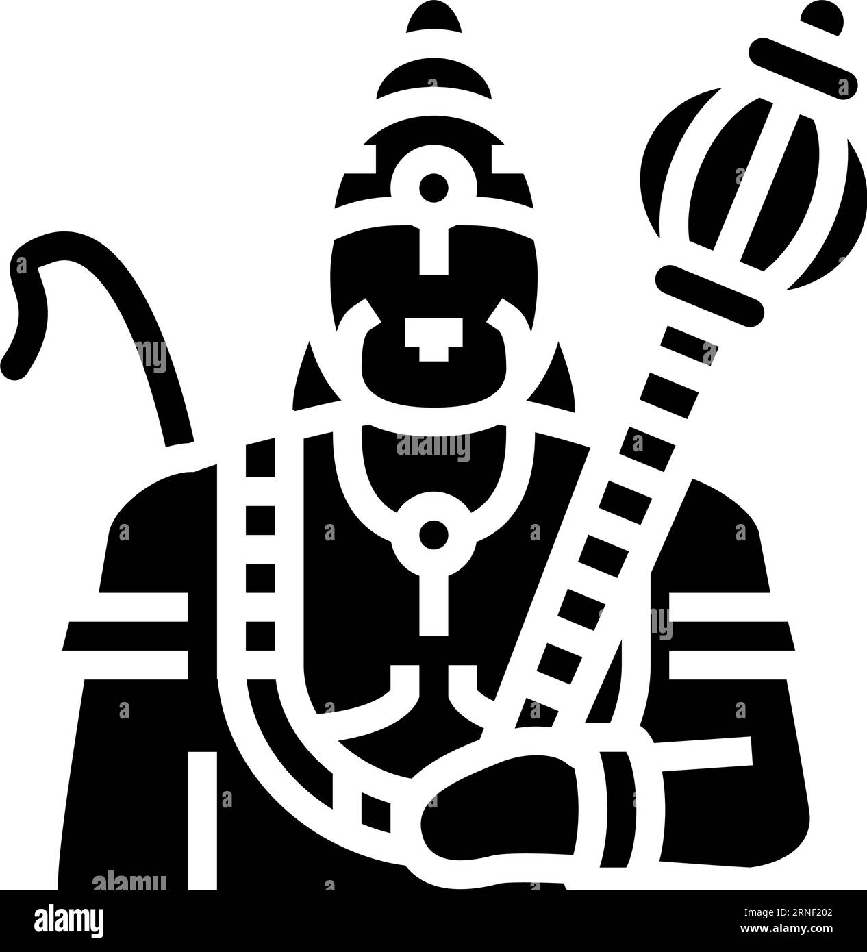 hanuman-Gott-indische Glyphen-Ikonen-Vektor-Illustration Stock Vektor