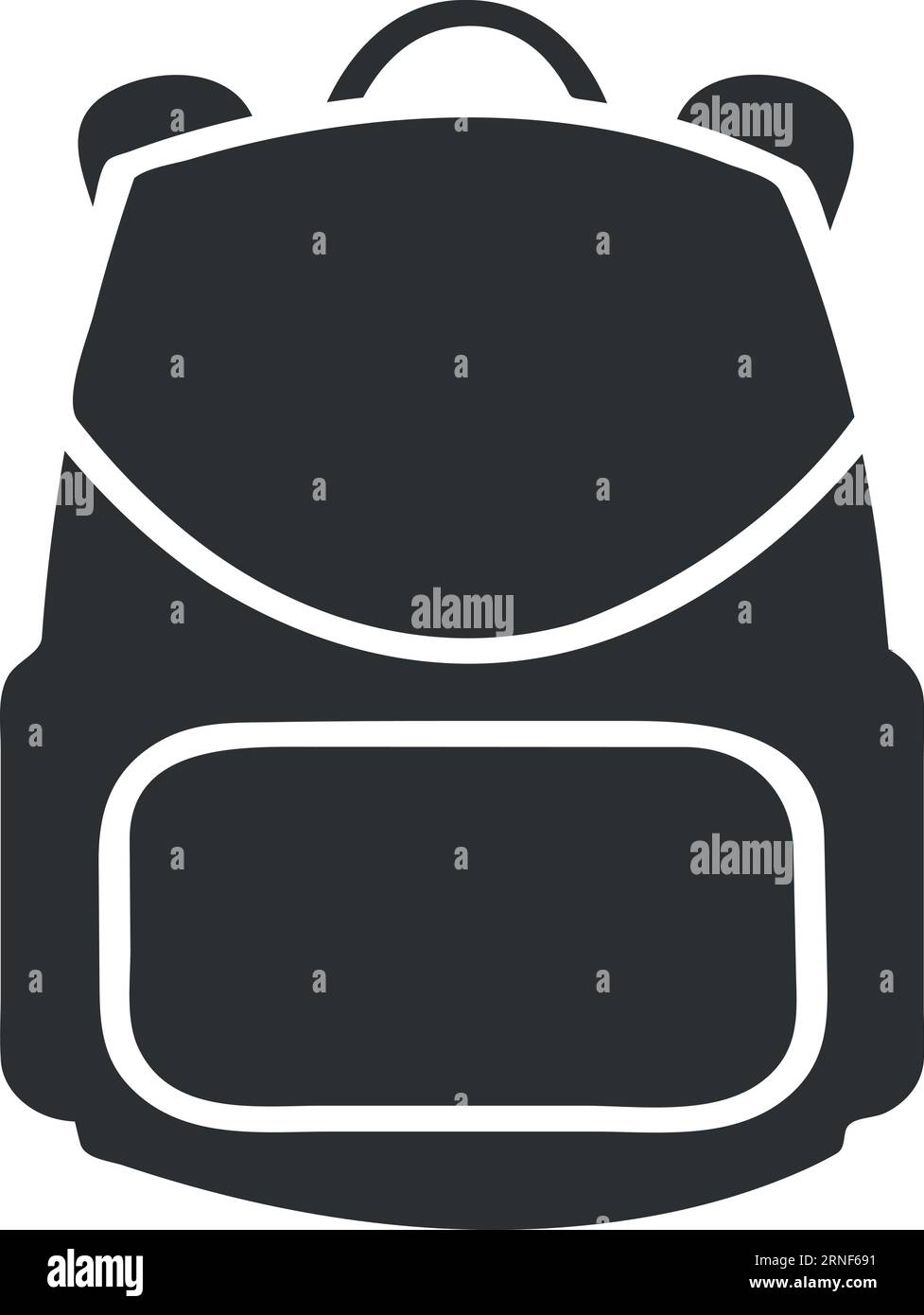 Schwarzes Rucksacksymbol. Wandertourismus oder Schultasche Stock Vektor
