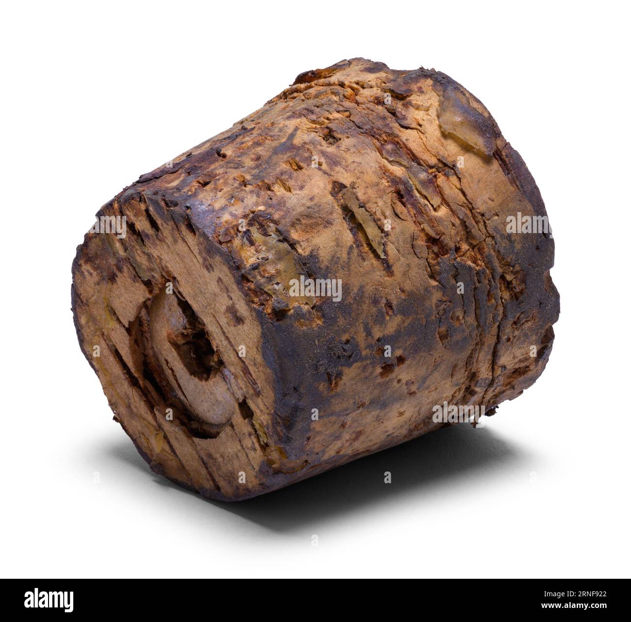 Alte Flasche Cork Cut Out auf weiß. Stockfoto