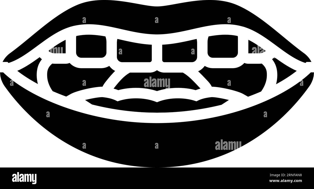 l Buchstabe Mund animieren Glyphen Symbol Vektor Illustration Stock Vektor