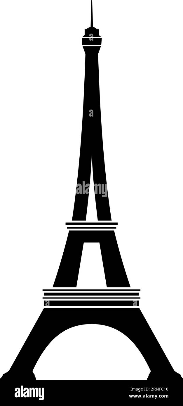Wahrzeichen der französischen Architektur. Schwarzer Eiffelturm Stock Vektor