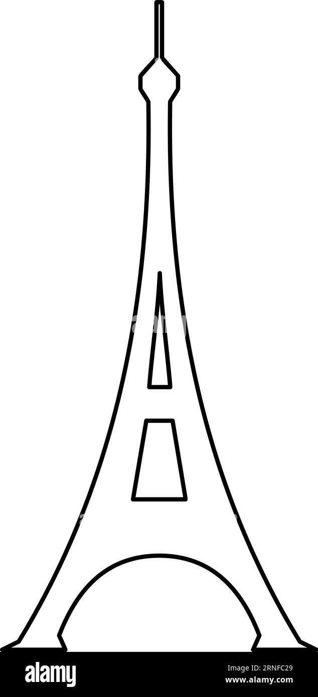 Symbol der Eiffelturm-Linie. Schwarzes französisches Wahrzeichen Stock Vektor