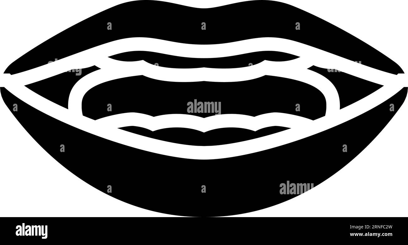 r Buchstabe Mund animieren Glyphen Symbol Vektor Illustration Stock Vektor