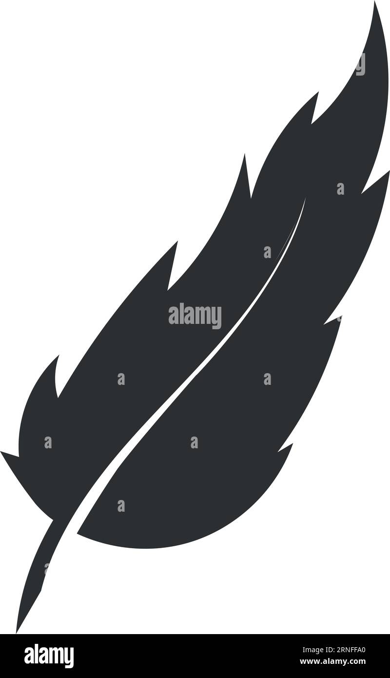 Federlogo. Schwarze Pinole-Silhouette. Symbol wird geschrieben Stock Vektor