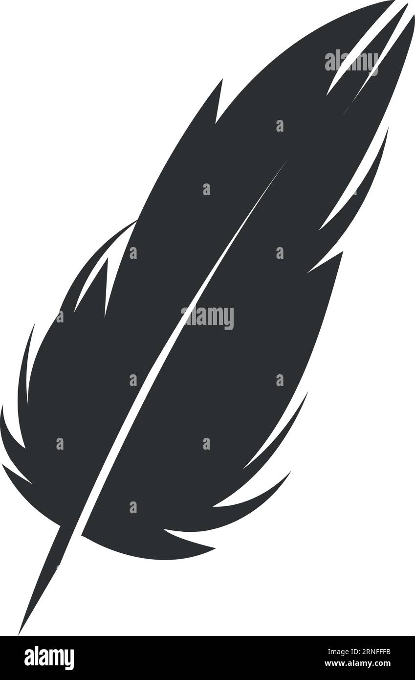 Silhouette mit Vogelfedern. Quill-Logo. Schwarzes Symbol Stock Vektor