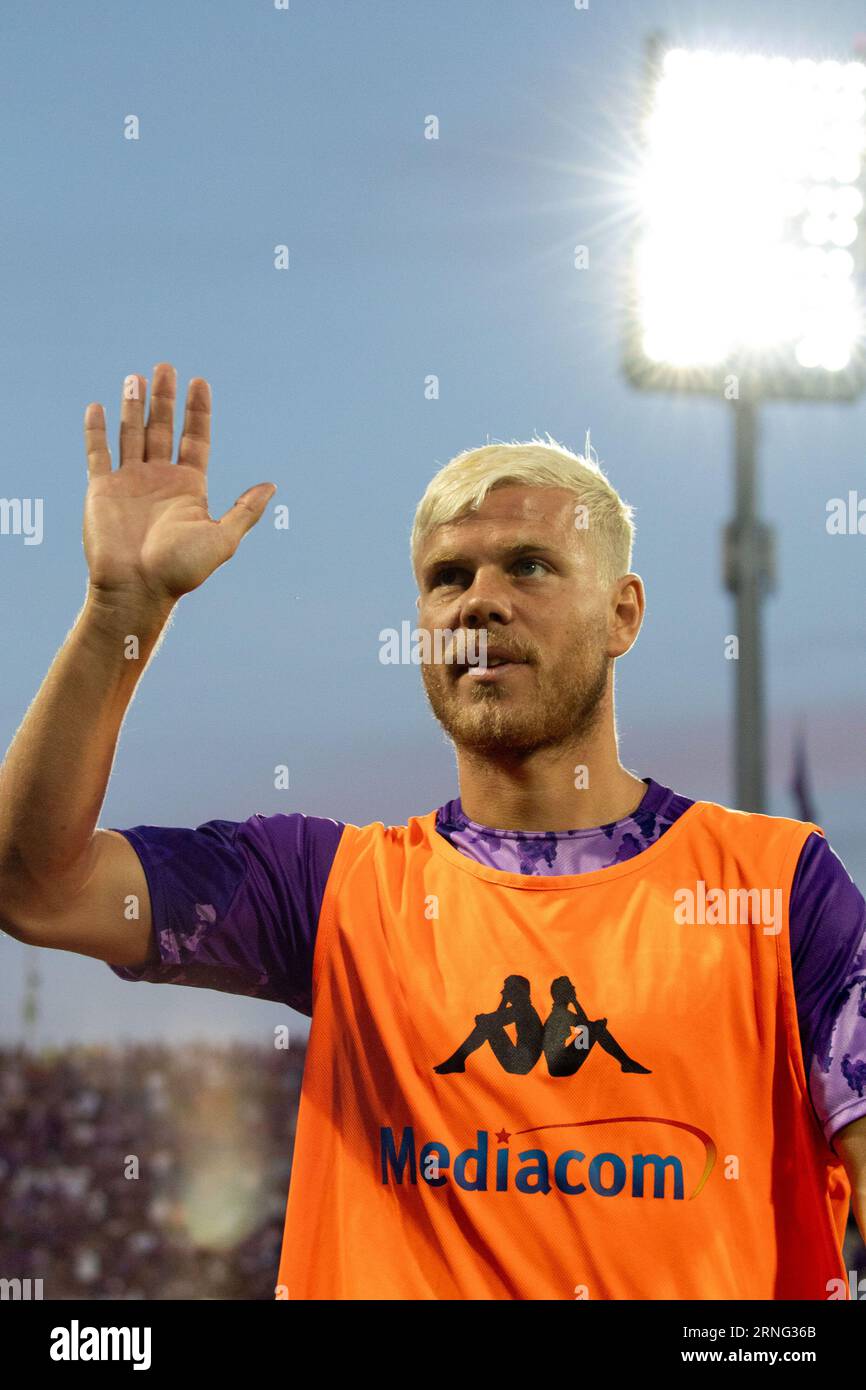 Florenz, Italien. August 2023 31. Fiorentina Aleksandr Kokorin Portrait während ACF Fiorentina vs SK Rapid Wien, UEFA Conference League Fußballspiel in Florenz, Italien, August 31 2023 Credit: Independent Photo Agency/Alamy Live News Stockfoto