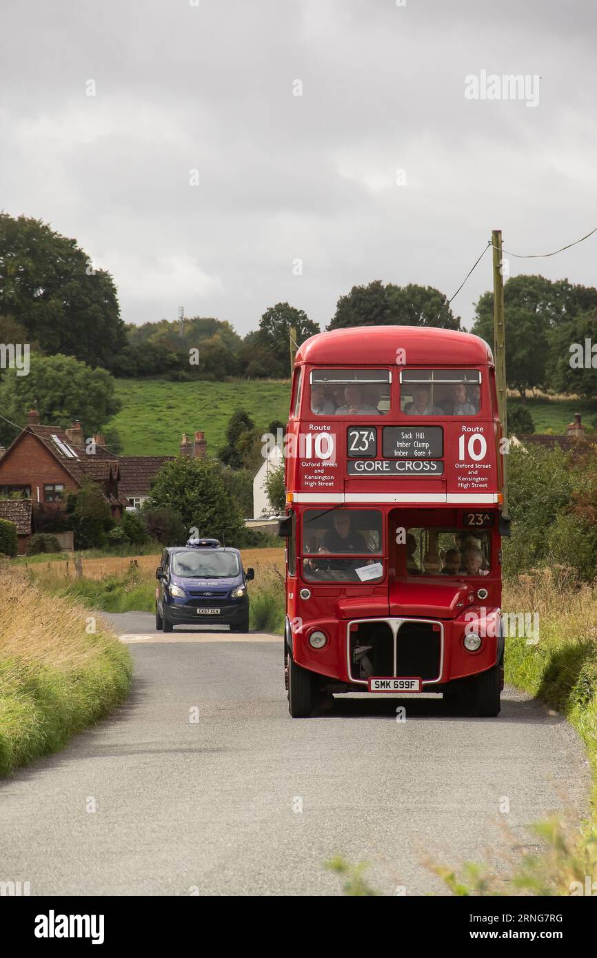 Imberbus 2023, klassischer Bus-Service am 19. August nach Imber Village und anderen Orten in der Salisbury Plain Wiltshire UK Stockfoto