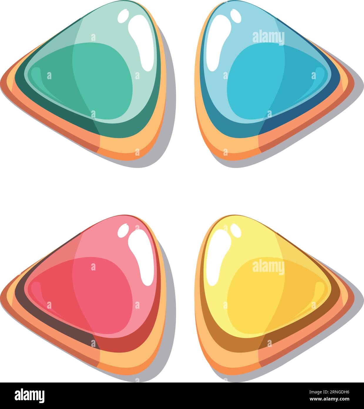 Tastensatz für Hochglanzfarben. Navigationselemente rechts und links Stock Vektor