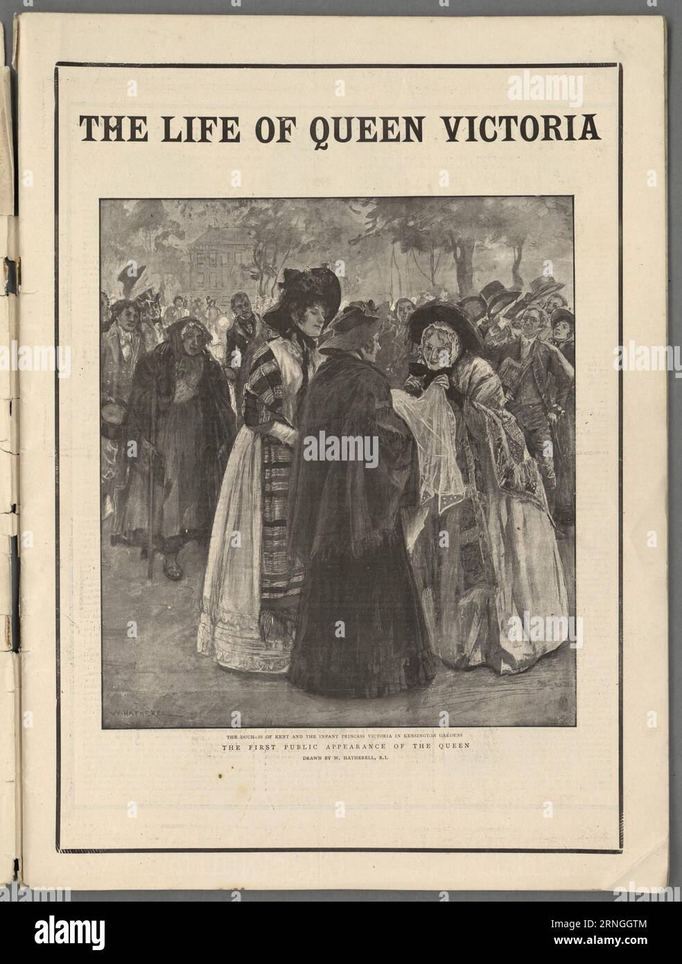 Die Herzogin von Kent und die kleine Prinzessin Victoria in Kensington Gardens der erste öffentliche Auftritt der Königin 1901 von William Hatherell Stockfoto