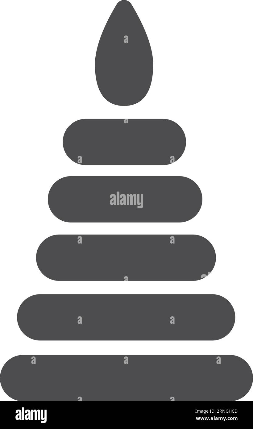 Pyramiden-Puzzle-Symbol für Kinder. Schwarzes Spielzeugsymbol Stock Vektor