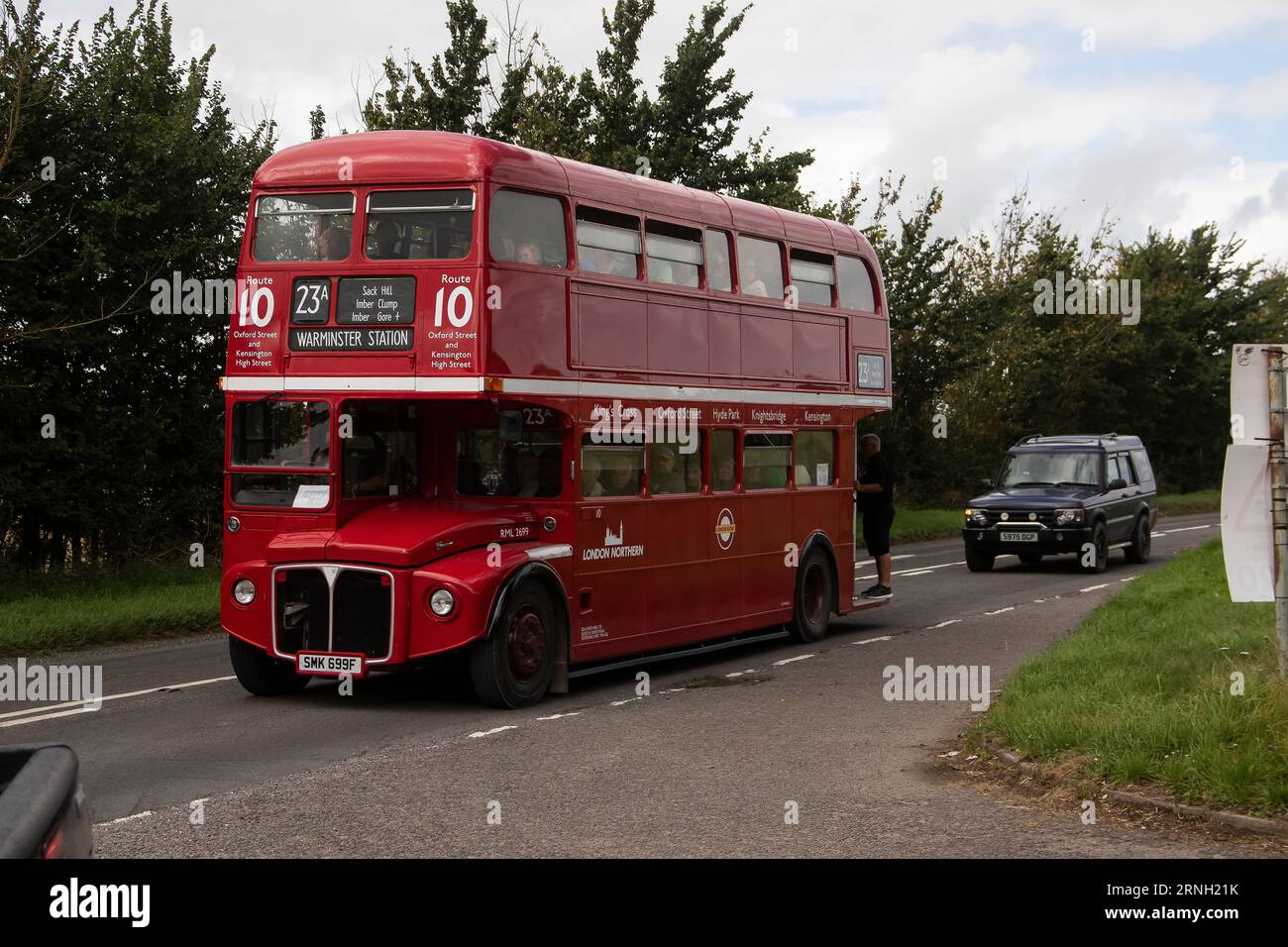 Imberbus 2023, klassischer Bus-Service am 19. August nach Imber Village und anderen Orten in der Salisbury Plain Wiltshire UK Stockfoto