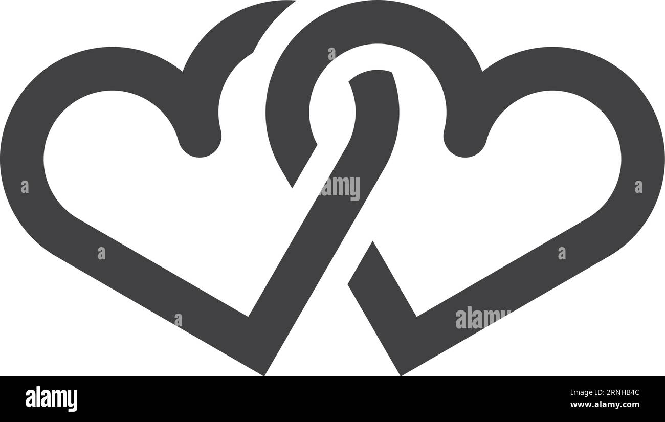 Symbol „Verknüpfte Herzen“. Mariage-Symbol. Liebeszeichen Stock Vektor