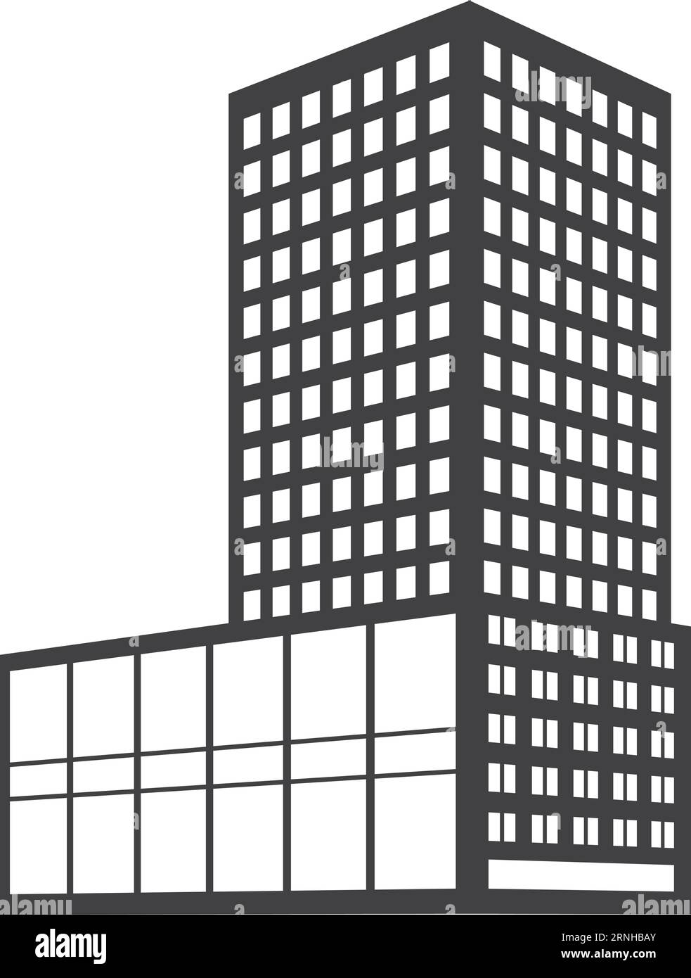 Schwarzes Symbol für Wolkenkratzer. Geschäftsbüro in der Innenstadt Stock Vektor