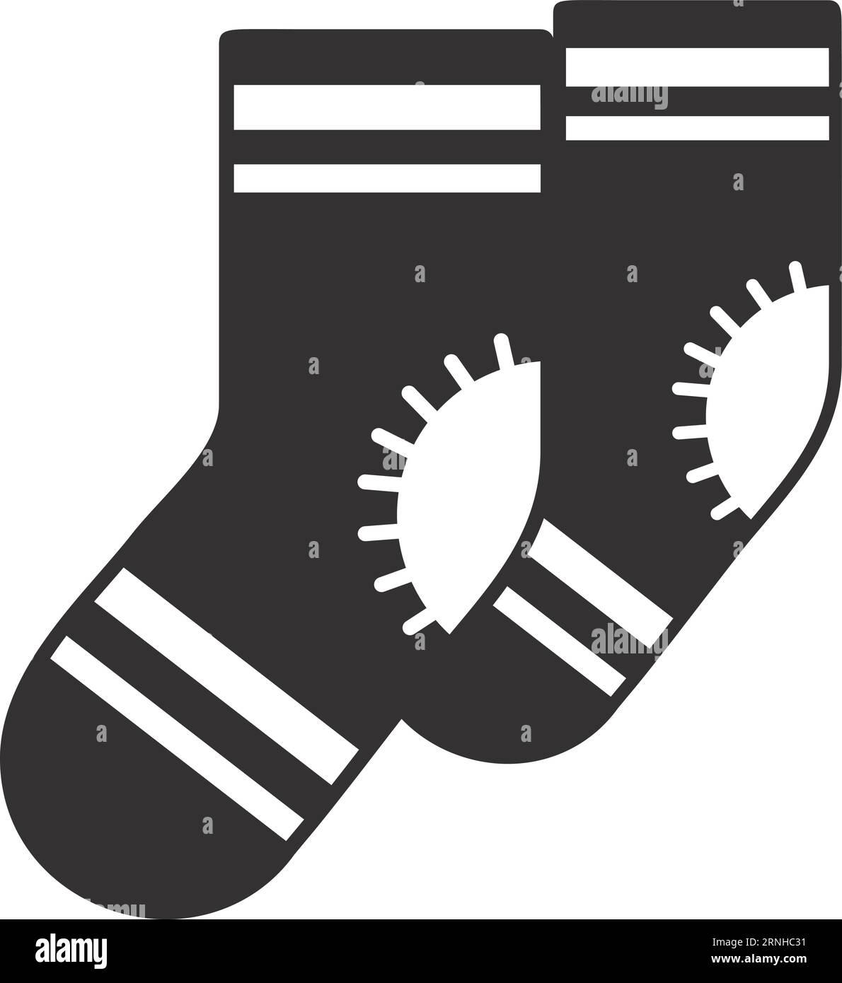 Schwarzes Paar Socken-Icon. Strickwarensymbol. Bekleidungsschild Stock Vektor