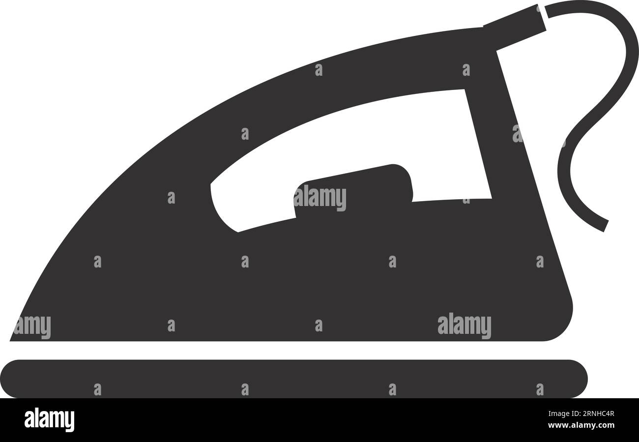 Kleidung Eisen Silhouette schwarz Ikone. Symbol für die Hausarbeit Stock Vektor