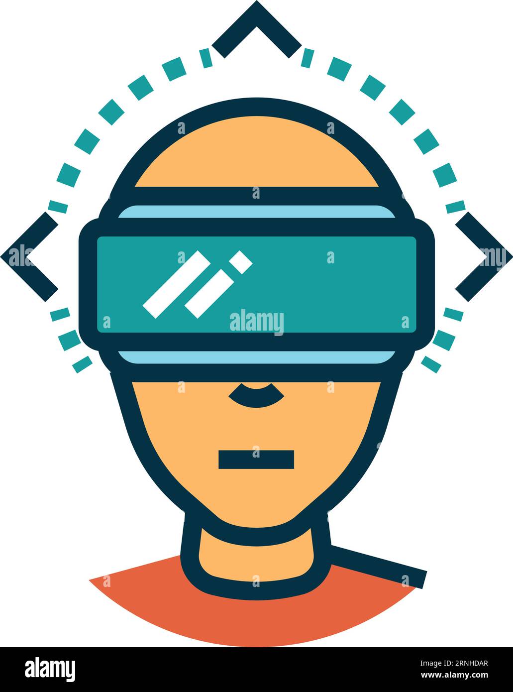 Ein Mann in Virtual-Reality-Brillen-Symbol. VR-Headset Stock Vektor