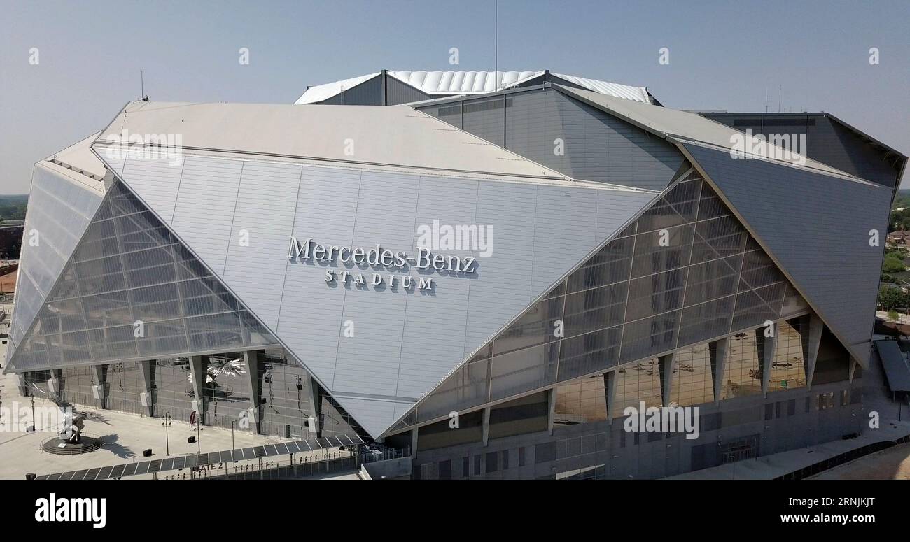 Panorama des Mercedes Benz Stadions in Atlanta Georgia und Umgebung Stockfoto