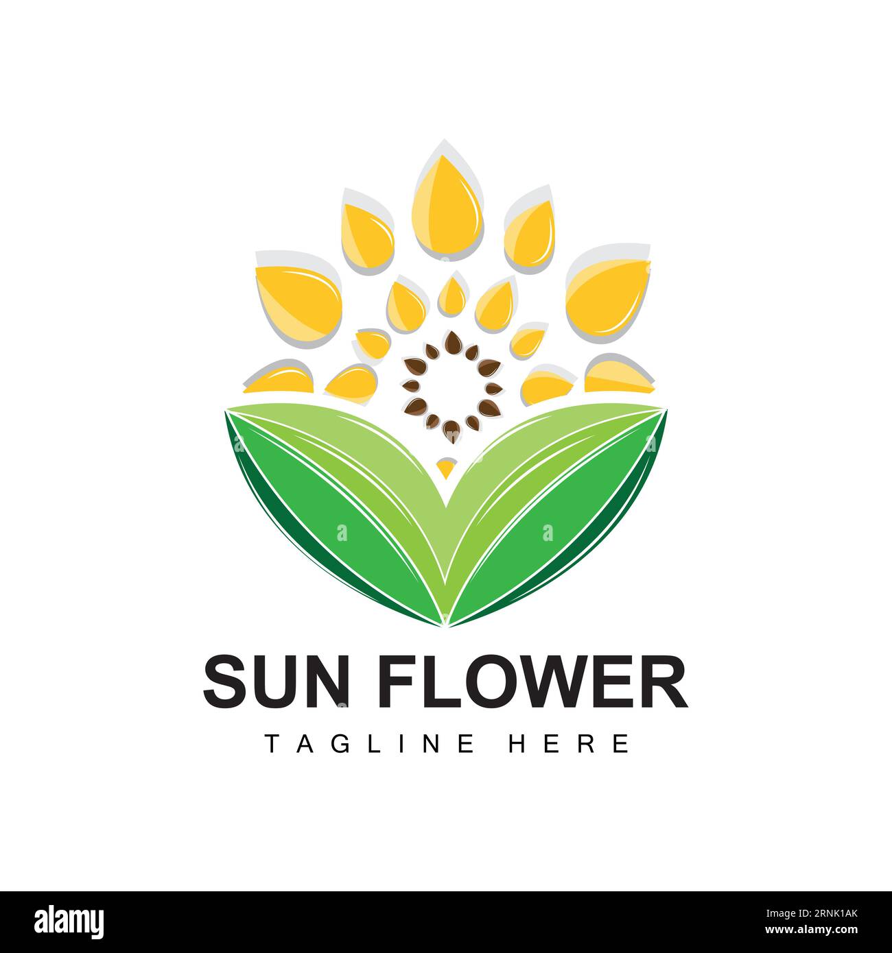 Sonnenblumen-Logo-Design, Zierpflanze Garten Pflanze Symbol Vektor, Unternehmen Produkt Marke Stock Vektor