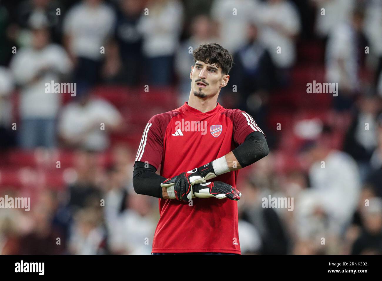 Kopenhaga, Dänemark. 30. August 2023. Vladan Kovacevic von Rakow Czestochowa wurde während der Eliminationen des Fußballspiels der UEFA Champions League 2023/2024 zwischen dem FC Kopenhagen und Rakow Czestochowa im Park Stadium in Aktion gesehen. Endstand: FC Kopenhagen 1:1 Rakow Czestochowa. (Foto: Grzegorz Wajda/SOPA Images/SIPA USA) Credit: SIPA USA/Alamy Live News Stockfoto