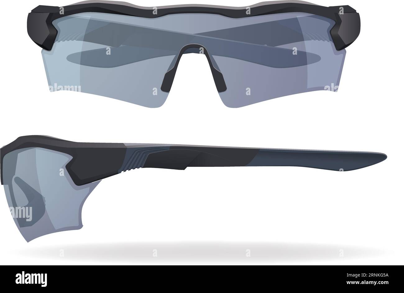 Sport Eyewear Sonnenbrillen Design Vorlage Vektor Technische Illustration Vorder- und Seitenansichten. Stock Vektor
