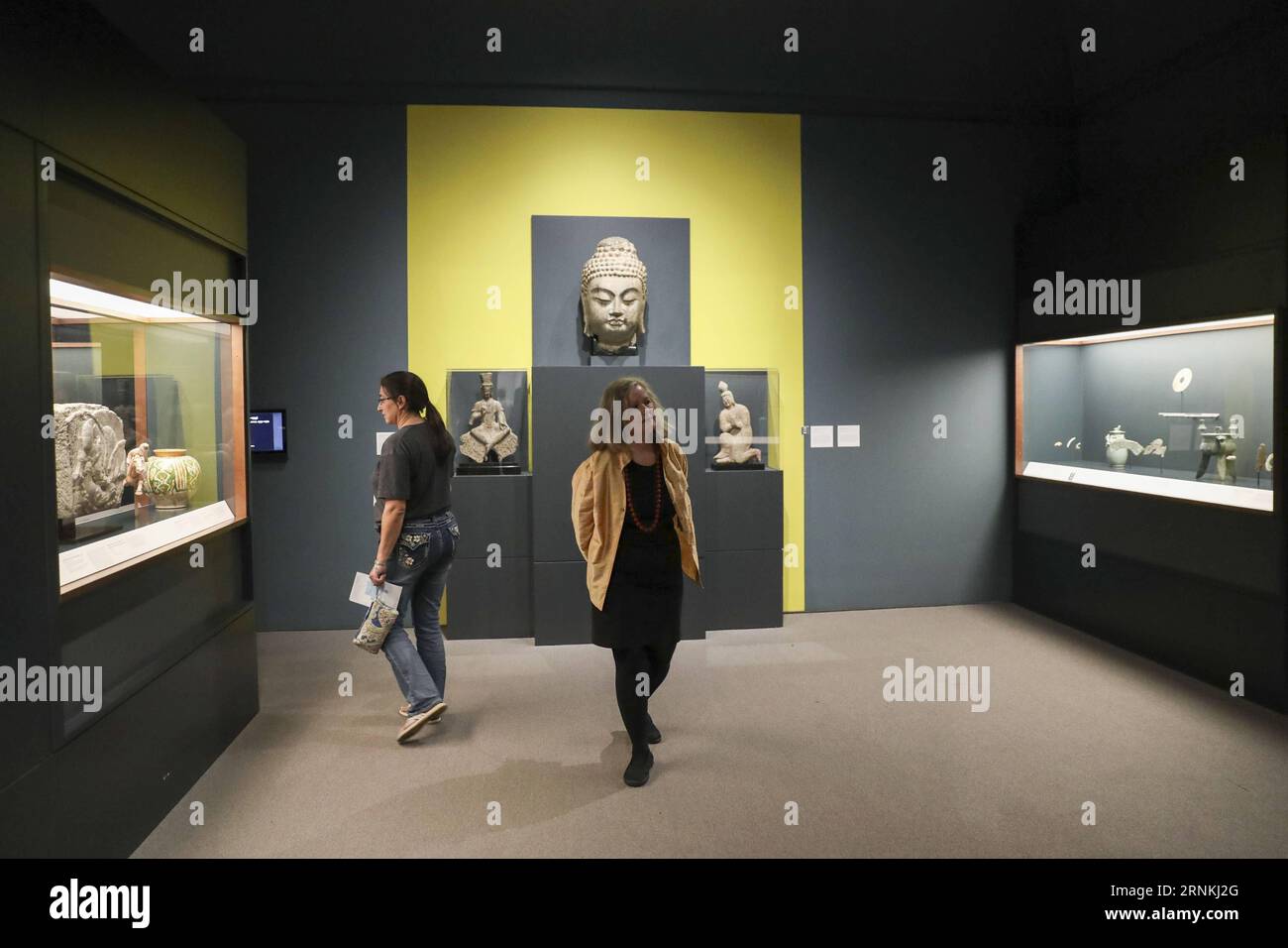 (170403) -- FLORIDA, 3. April 2017 -- Laurie Barnes spaziert in der Halle der chinesischen Sammlung im Norton Museum of Art in Palm Beach County, Florida, USA, 23. März 2017. Laurie Barnes ist eine der wenigen Menschen, die das tun, was sie lieben, und dafür bezahlt werden. Laurie, Elizabeth B. McGraw, Kuratorin für chinesische Kunst, begann 2006 für das Norton Museum of Art in Palm Beach County zu arbeiten, in der Hoffnung, die chinesische Sammlung des Museums zu erweitern und sie für die Öffentlichkeit zugänglicher zu machen.) (gl) US-FLORIDA-PALM BEACH-CHINESE ART PROMOTER WangxYing PUBLICATIONxNOTxINxCHN Florida A Stockfoto
