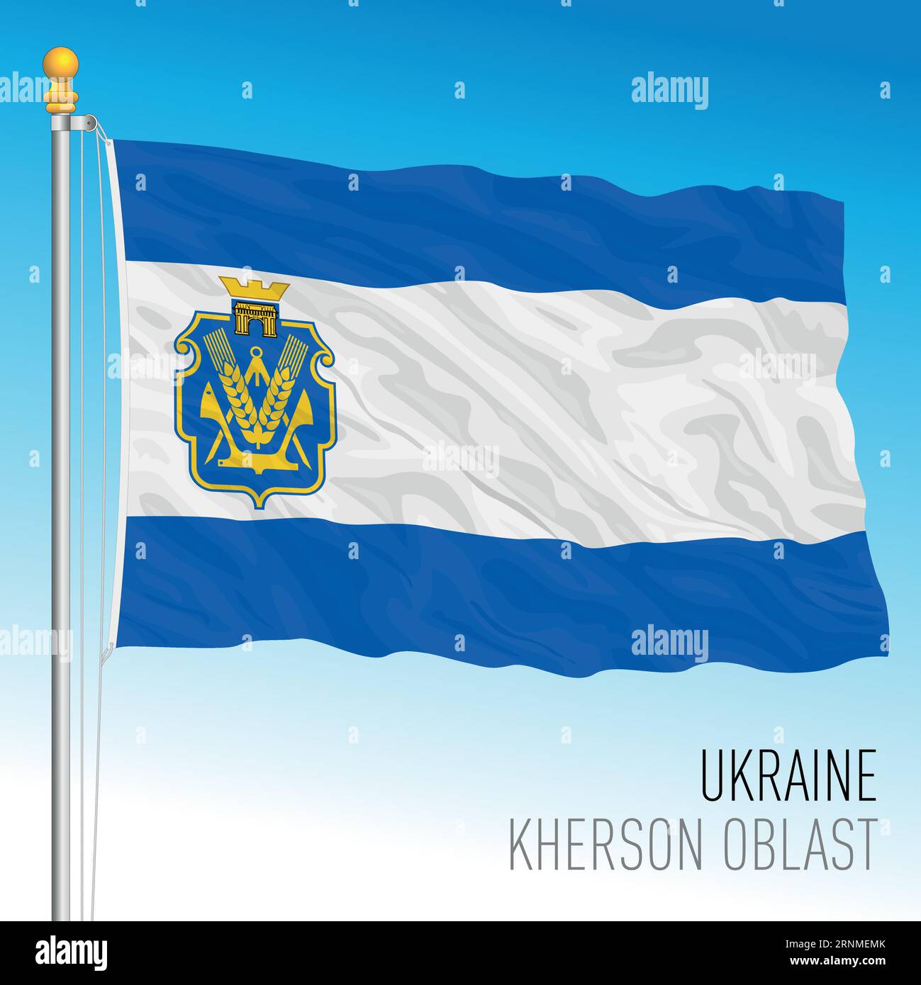 Ukraine, Cherson Oblast wehende Flagge, europa, Vektorillustration Stock Vektor