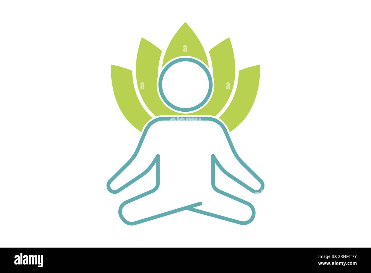 Yoga-Fitness-Ikone. Meditationsmenschen mit Lotus. Symbol für gesundes Leben. Design im duo-Tone-Stil. Einfache Vektorkonstruktion bearbeitbar Stockfoto