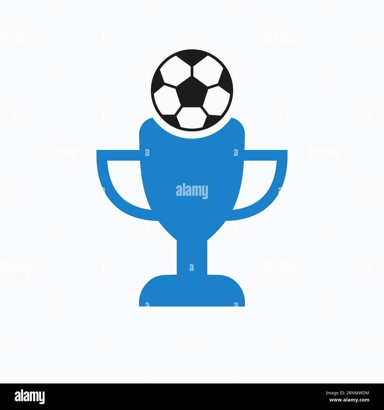 Design-Konzept für Fußball- oder Fußball-Championship-Trophäen-Logo mit Fußball- und Trophäen-Symbol Stock Vektor