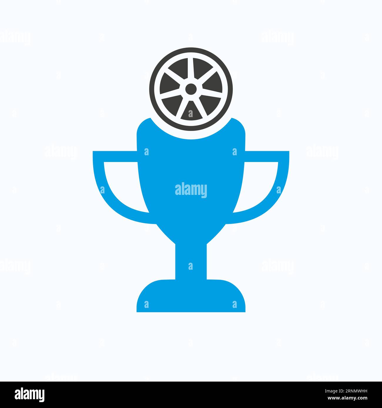 Design-Konzept Für Das Logo Der Car Sport Championship Mit Reifen- Und Trophäen-Symbol Stock Vektor