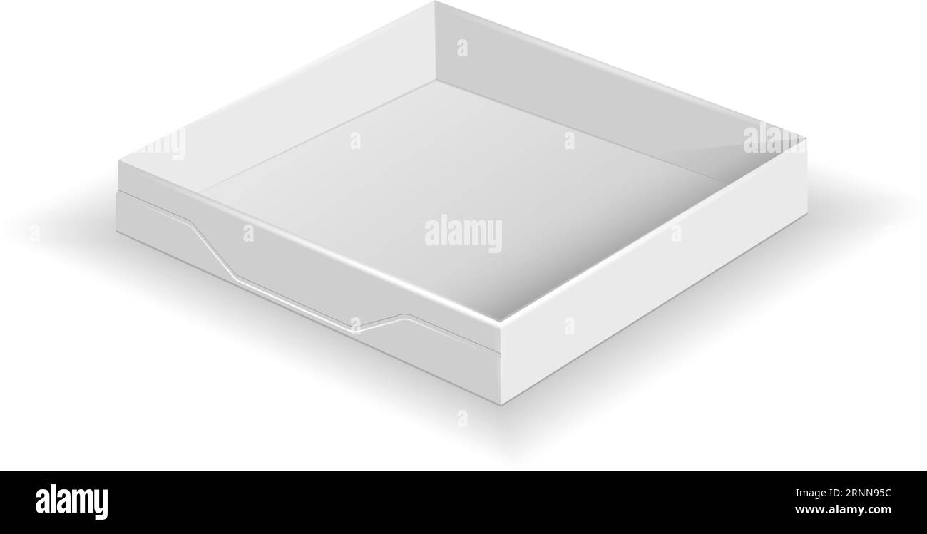 Quadratische offene Box. Unbelegter Pizzapackbehälter Stock Vektor