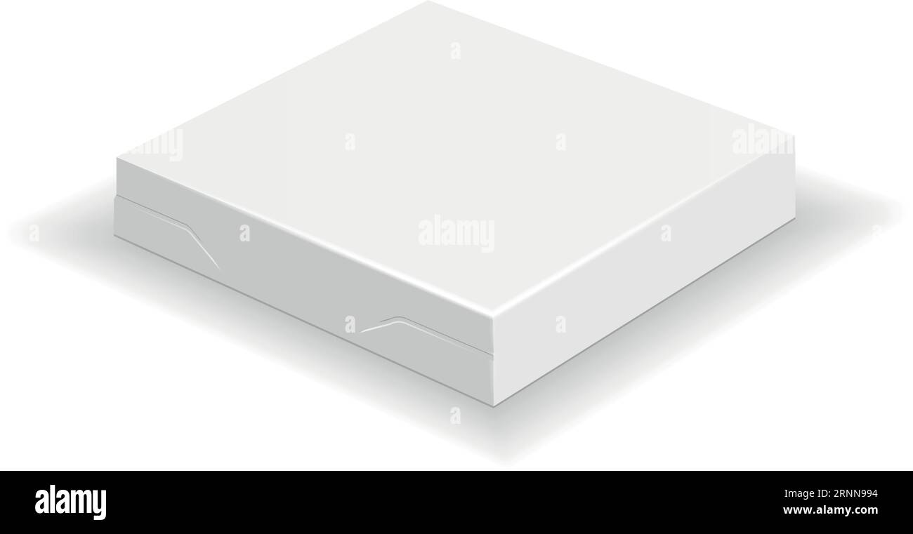 Geschlossenes Pizzakarton-Modell. Weiße Kartonverpackung Stock Vektor