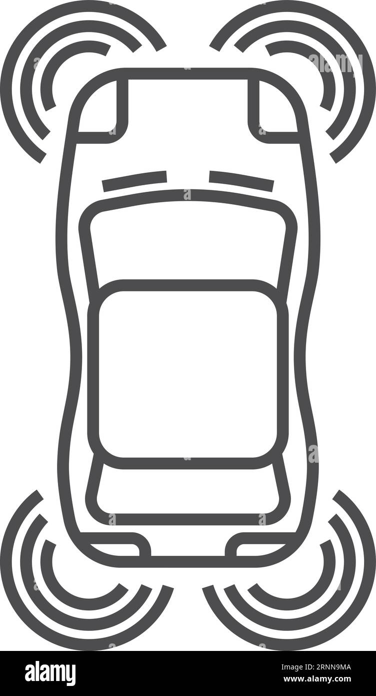 Lineares Smart-Car-Symbol. Antriebslose Transporttechnologie Stock Vektor