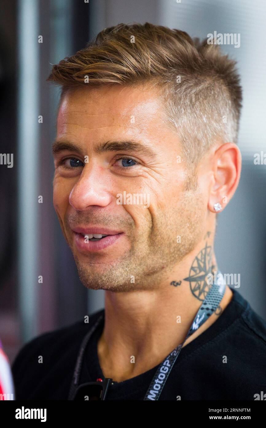 Circuit de Barcelona, Barcelona, Katalonien, Spanien. September 2023. 2023 MotoGP von Catalunya Qualifying Day: der spanische Fahrer Alvaro Bautista vom Ducati World Superbikes Team Aruba.it besucht das Fahrerlager der MotoGP Credit: Action Plus Sports/Alamy Live News Stockfoto