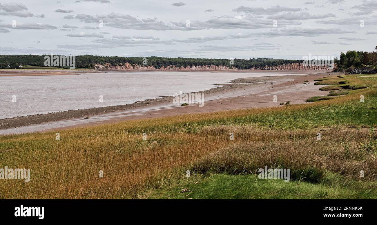 Der Shubenacadie River erstreckt sich 72 Kilometer vom Grand Lake bis nach Maitland, wo er in das Minas Basin der Bay of Fundy, Nova Scotia, Kanada, mündet Stockfoto