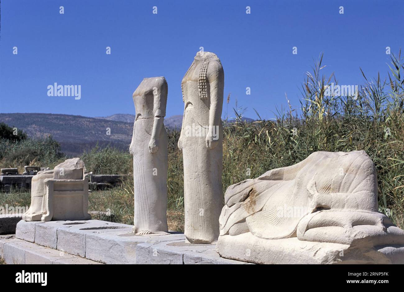 Ausgrabungsstätte Heraion, Heimat des Tempels von Hera, der Mutter der Götter, Insel Samos, nordägäische Inseln, Griechenland, Europa. Dies ist ein UNESCO-Weltkulturerbe Stockfoto