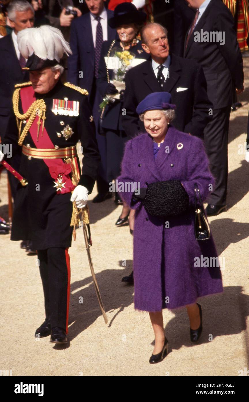 Queen Elizabeth, die Königin und Prinz Philip im Tower of London 24. März 1994 Foto des Henshaw Archivs Stockfoto