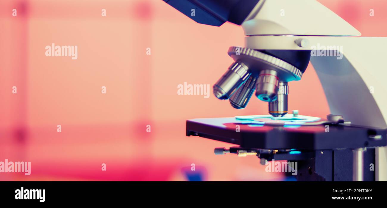 Genetik: Optische Mikroskope werden in der Genetik zur Untersuchung von Chromosomen, DNA und genetischem Material verwendet. Stockfoto