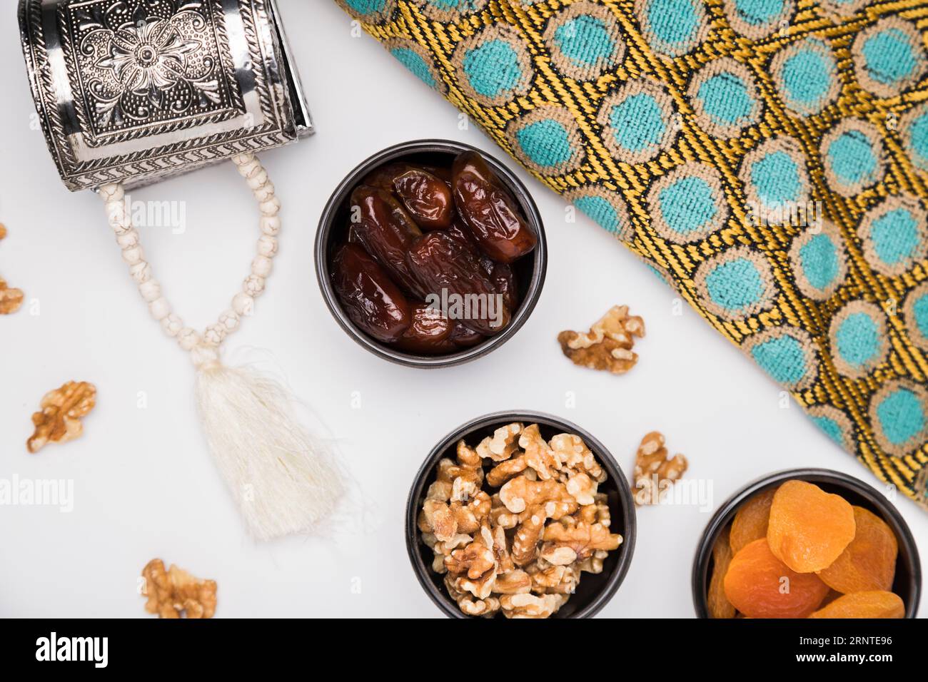 Flache Snacks am ramadan-Tag Stockfoto