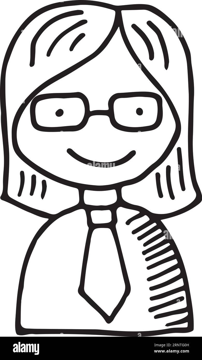 Avatar einer Büroangestellten. Geschäftsfrau kritzelt Stock Vektor