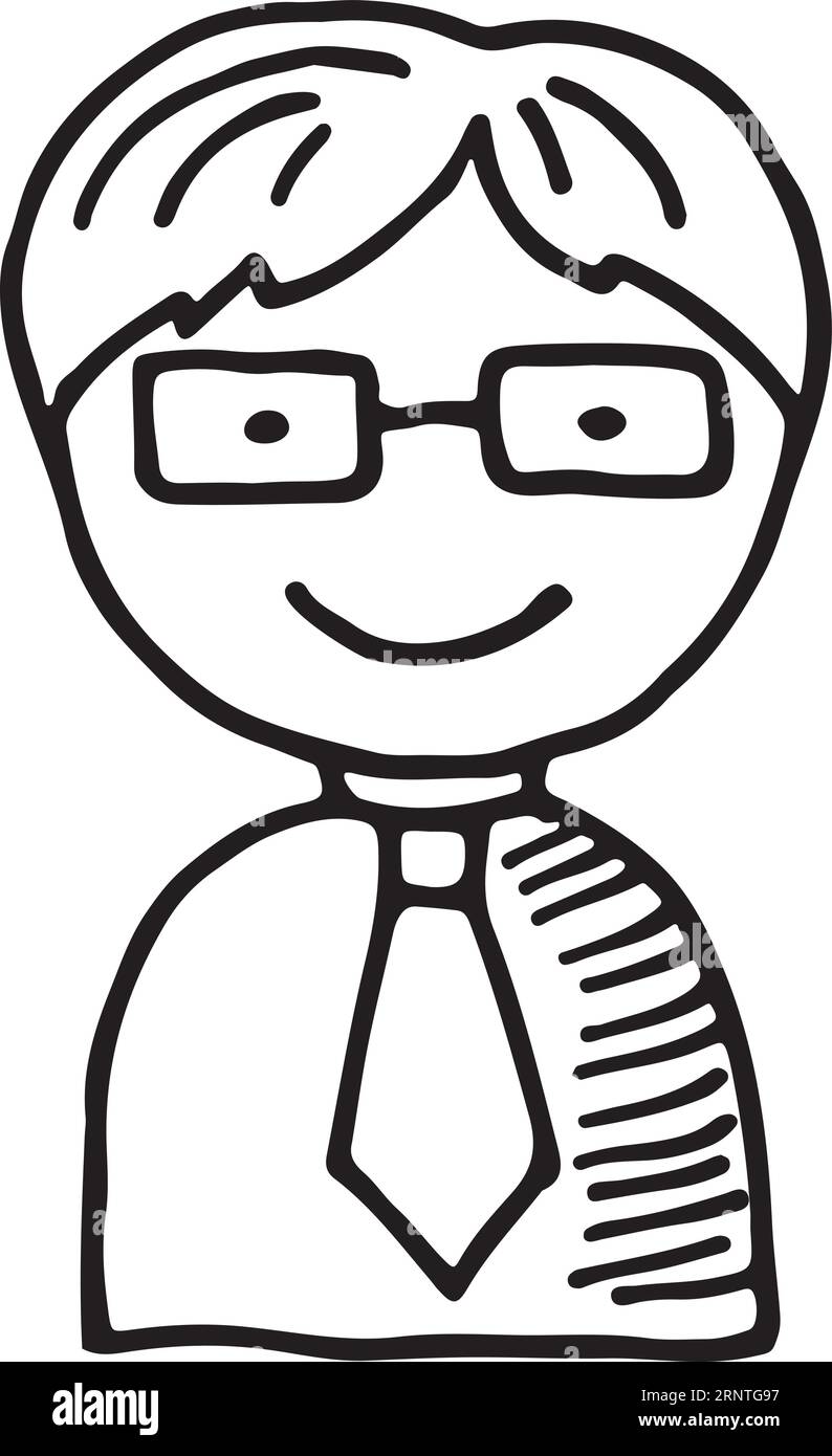 Avatar des Büroangestellten. Handgezeichneter Geschäftsmann Stock Vektor