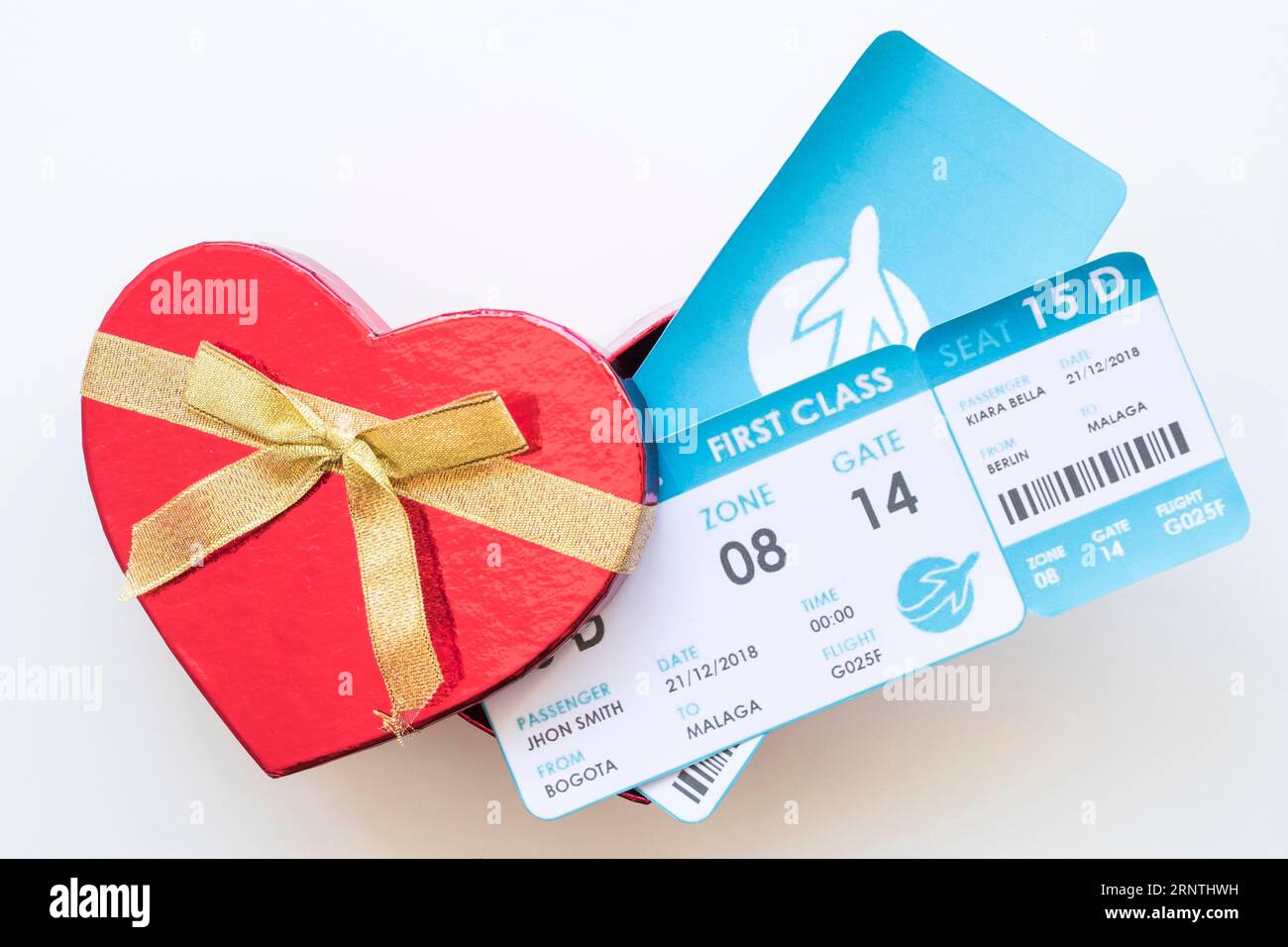 Flugzeugtickets Geschenkbox Stockfoto